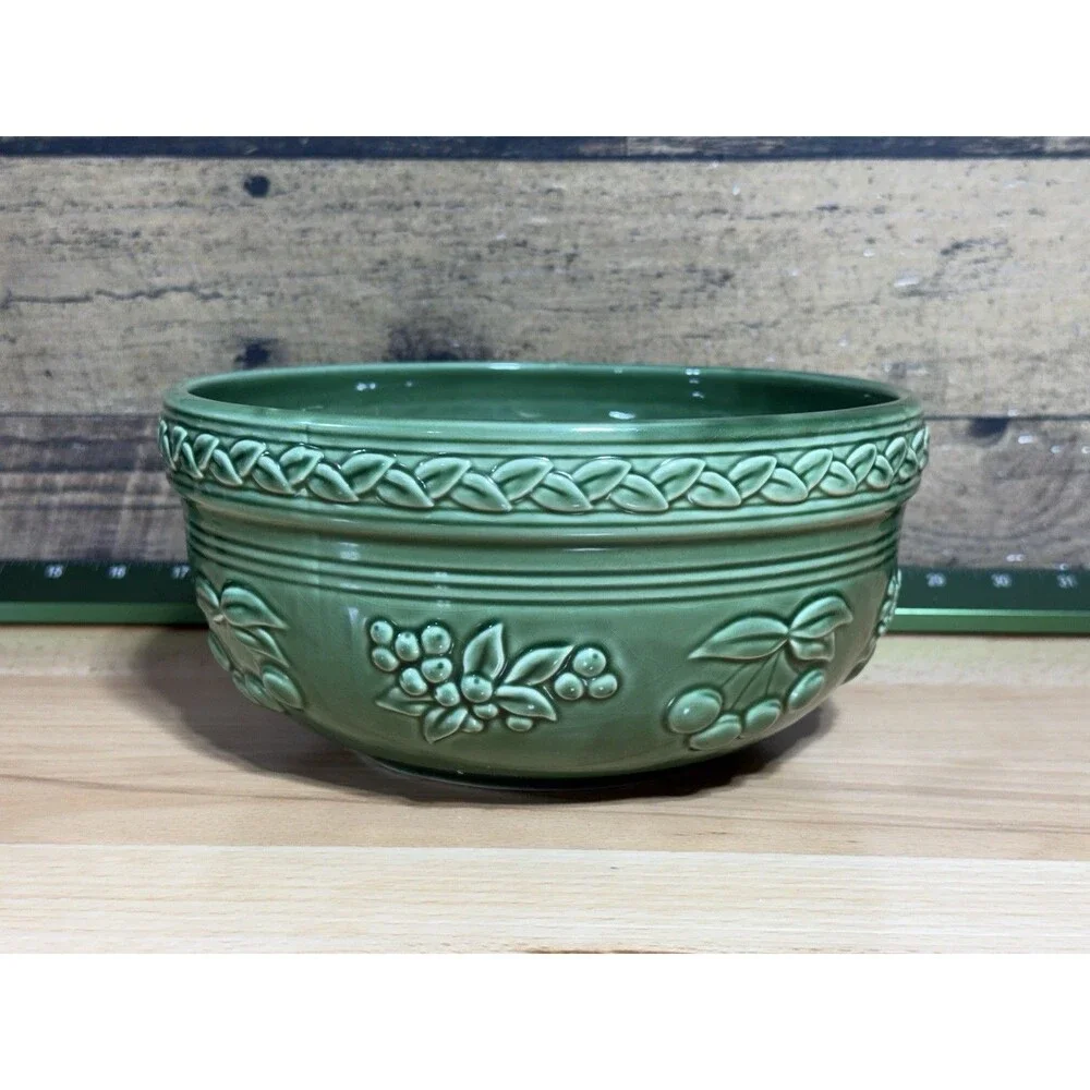 🔥Tender Heart Treasures 8.5” Forest Green Round Pottery Baking/Serving Bowl